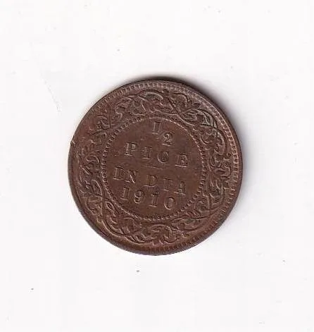British India ½ Pice 1910 Edward VII Rare Coin #I-213