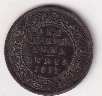 ¼ Anna 1911 Rare Dategeorge Fifth High Graded PIG Coin # I-272