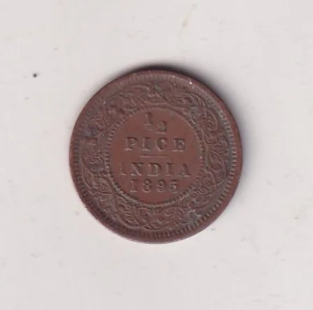 British India ½ Pice (1895) Victoria Rare Coin #I-292