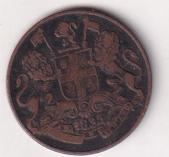 India - British ¼ Anna 1835 Rare Coin # D -18