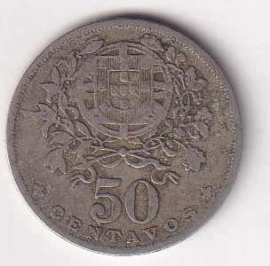Portugal 50 Centavos 1928 Rare Coin #D-42