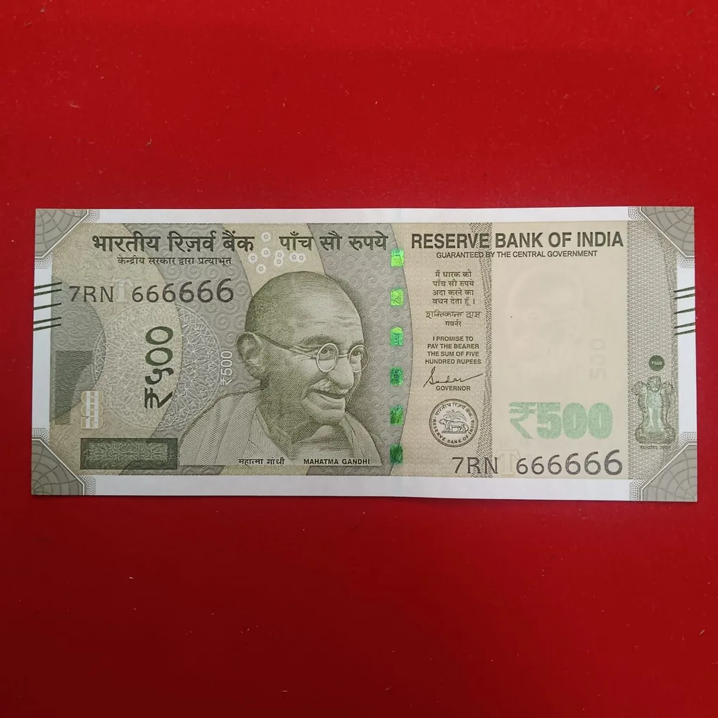 500 Rs Fancy Number Note 666666 Gem Bunc Condition