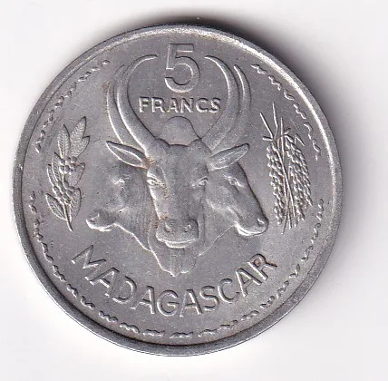 Madagascar 5 Francs 1953 (Essai Piedfort) Rare Coin#D-128