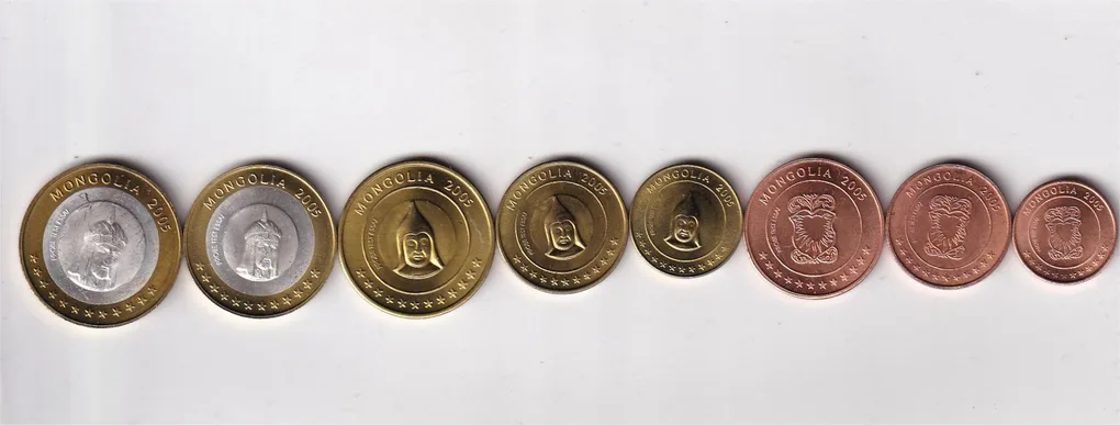 Mongloia 2005 (8 Pcs) Unc Pattern Coin Set #D-150