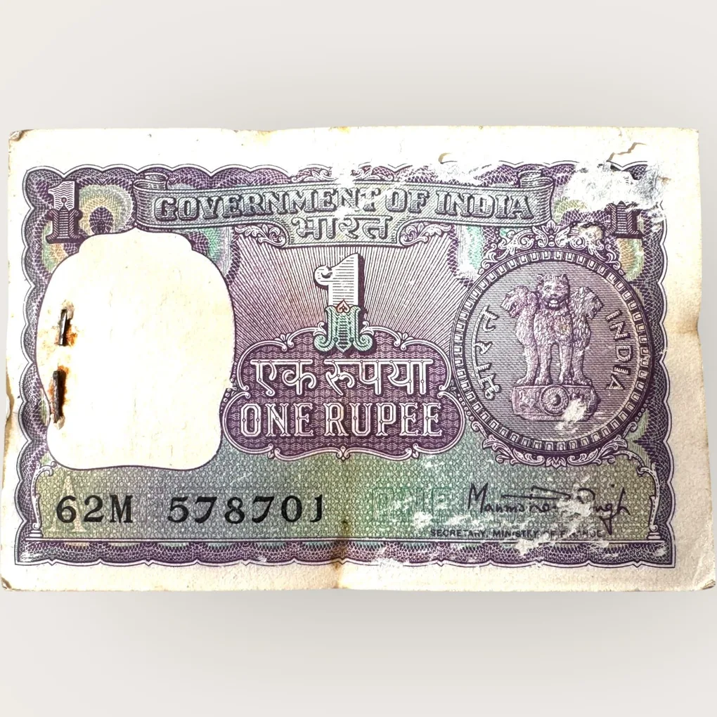 Re 1 India Banknote Serial Bundle Signed By Manmohan Singh Year 1979 Unique and Rare
