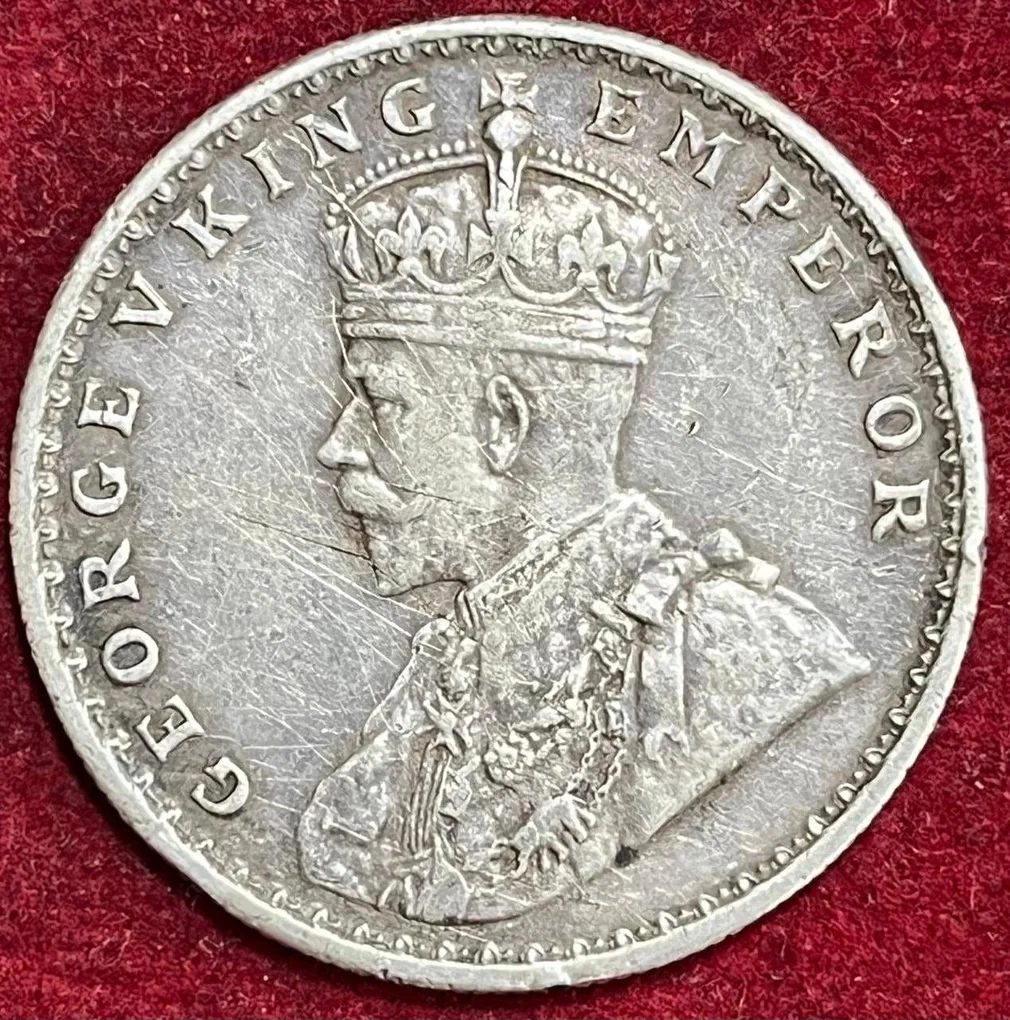 BRITISH INDIA 1 RUPEES 1918 -GEORGR V RARE COIN #V-301 (Copy)