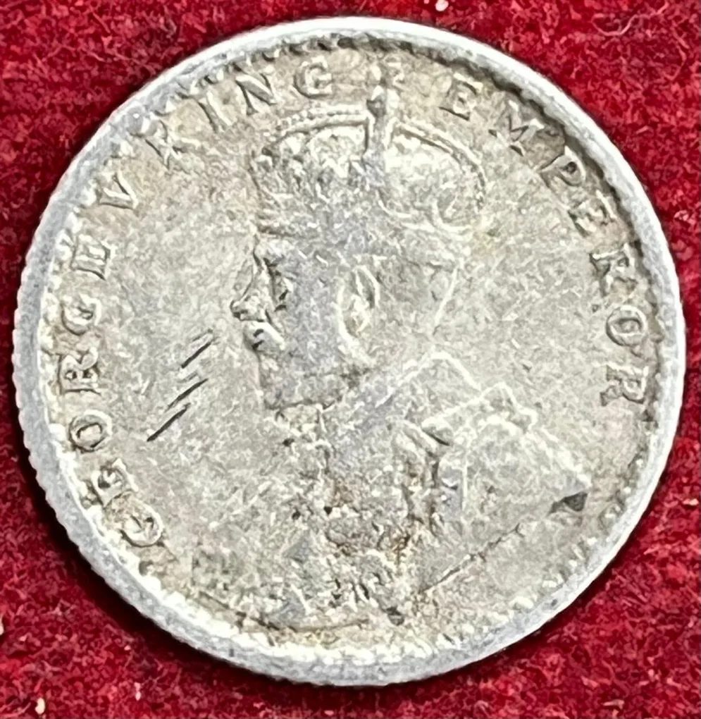 GEORGE V KING 1/4 RUPEES 1936 RARE SILVER COIN #V-308