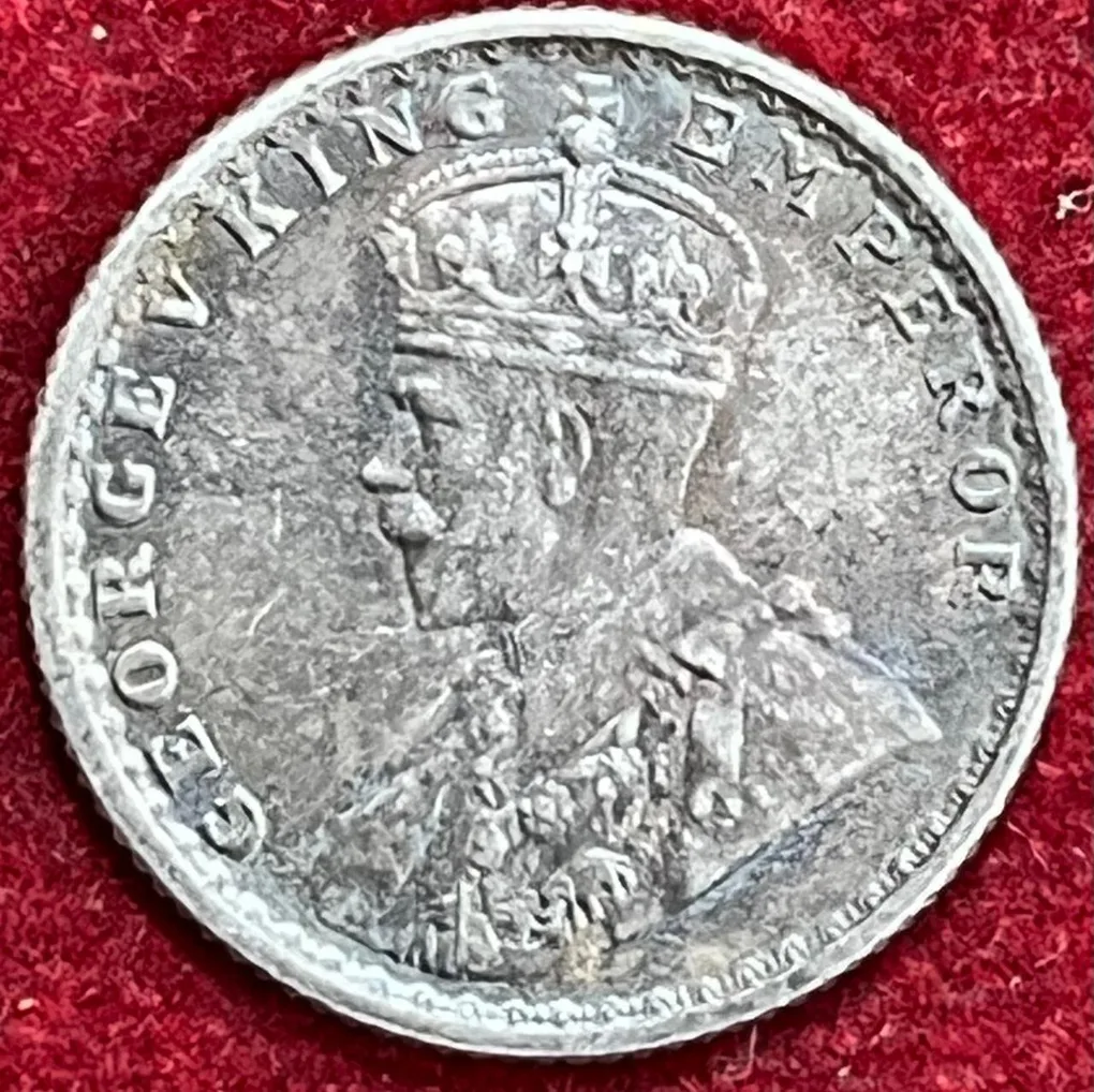 GEORGE V KING 1/4 RUPEES 1918 RARE SILVER COIN #V-309