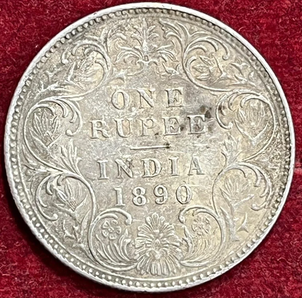 BRITISH INDIA VICTORIA ONE RUPEES 1890 RARE COIN #V-335 (Copy)