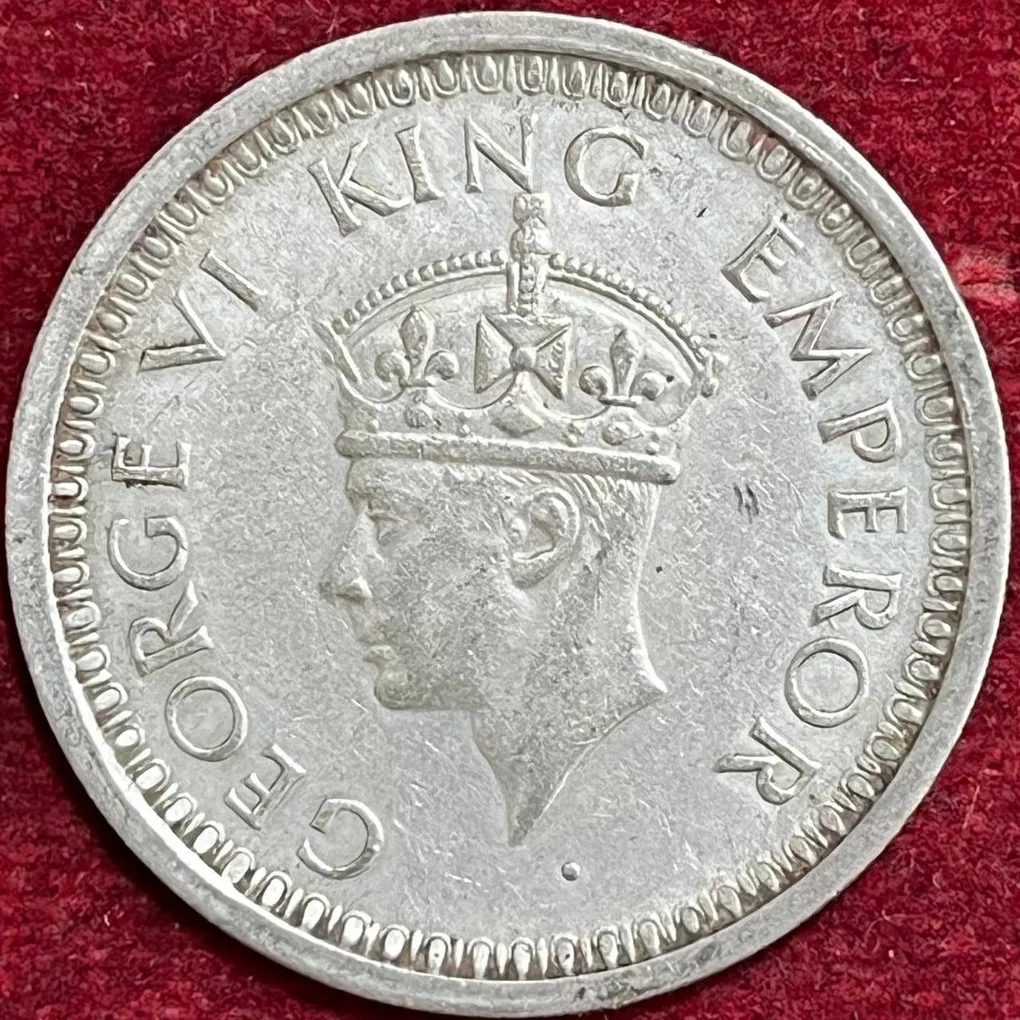 BRITISH INDIA 1 RUPEES GEORGE VI 1945 RARE COIN #V-348 (Copy)