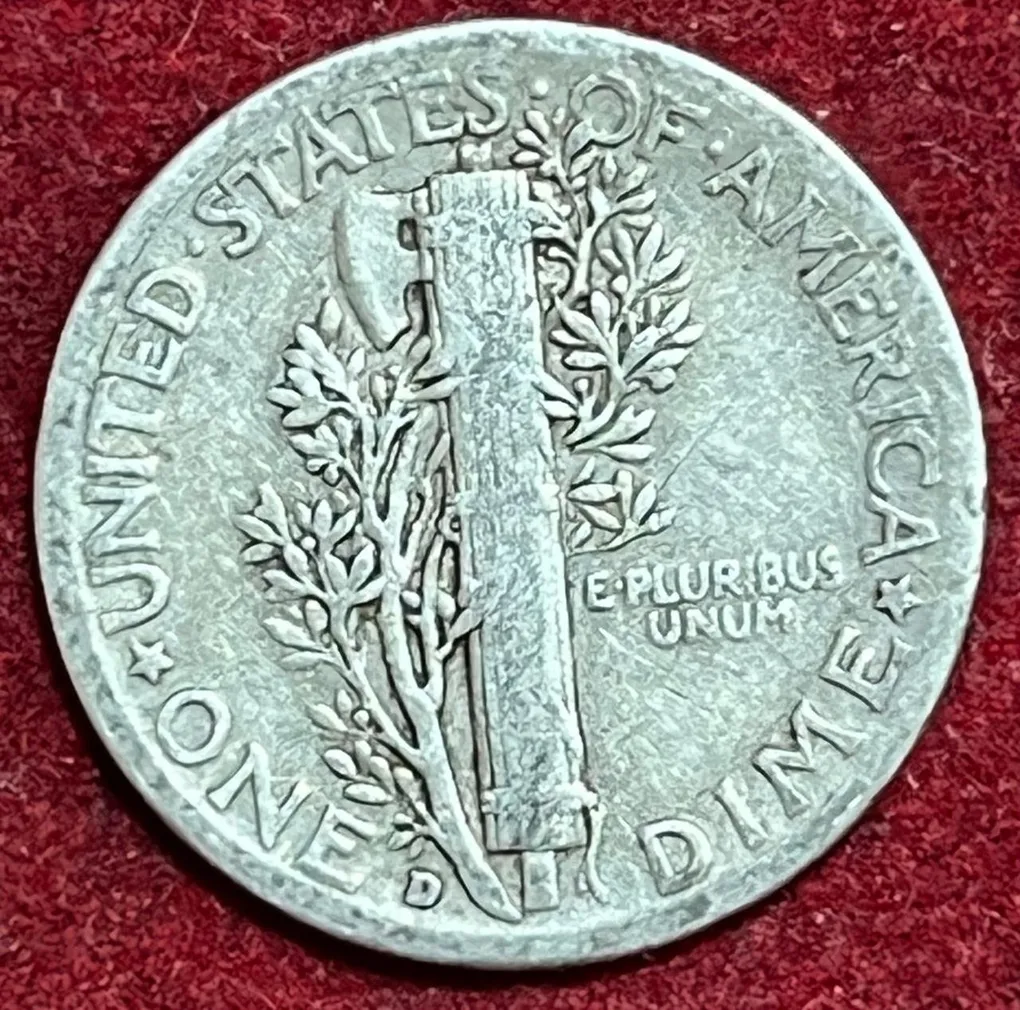 UNITED STATES 1 DIME 1942 MERCURY DIME RARE SILVER COIN #V-374