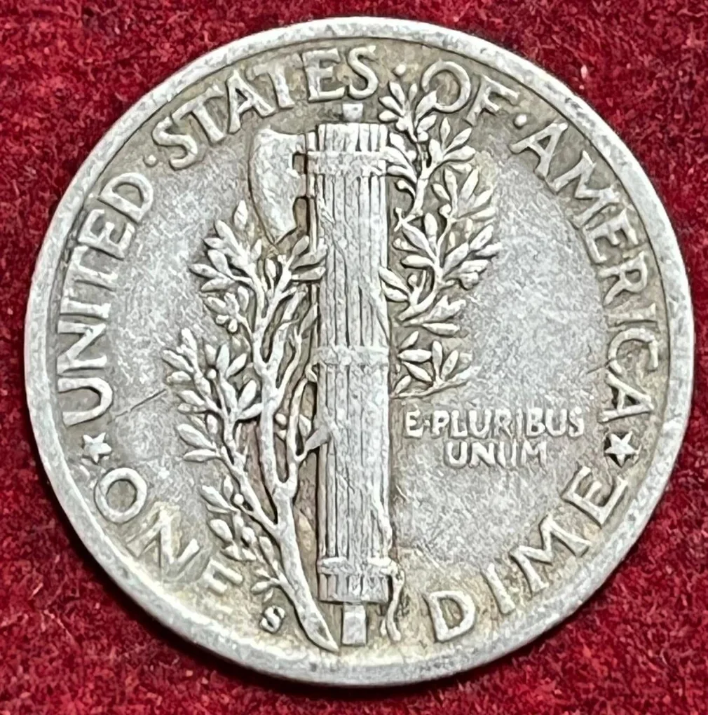 UNITED STATES 1 DIME 1944 MERCURY DIME RARE SILVER COIN #V-376