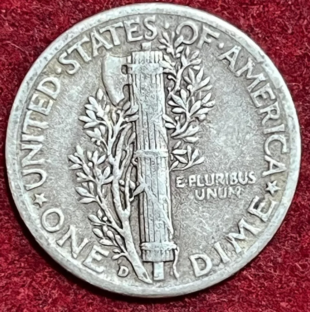 UNITED STATES 1 DIME 1944 MERCURY DIME RARE SILVER COIN #V-377