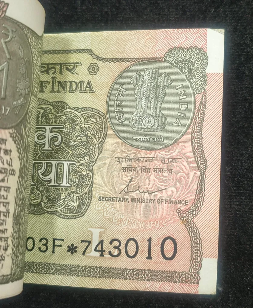 2017 One Rupees Governor Shaktikant DAS Rare Serial Packet *Last 2 Note Star*