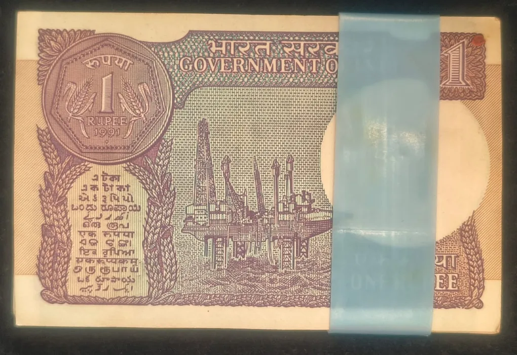 1 Rupees 1991 Governor Montek Singh Ahluwalia Rare UNC Serial Packet