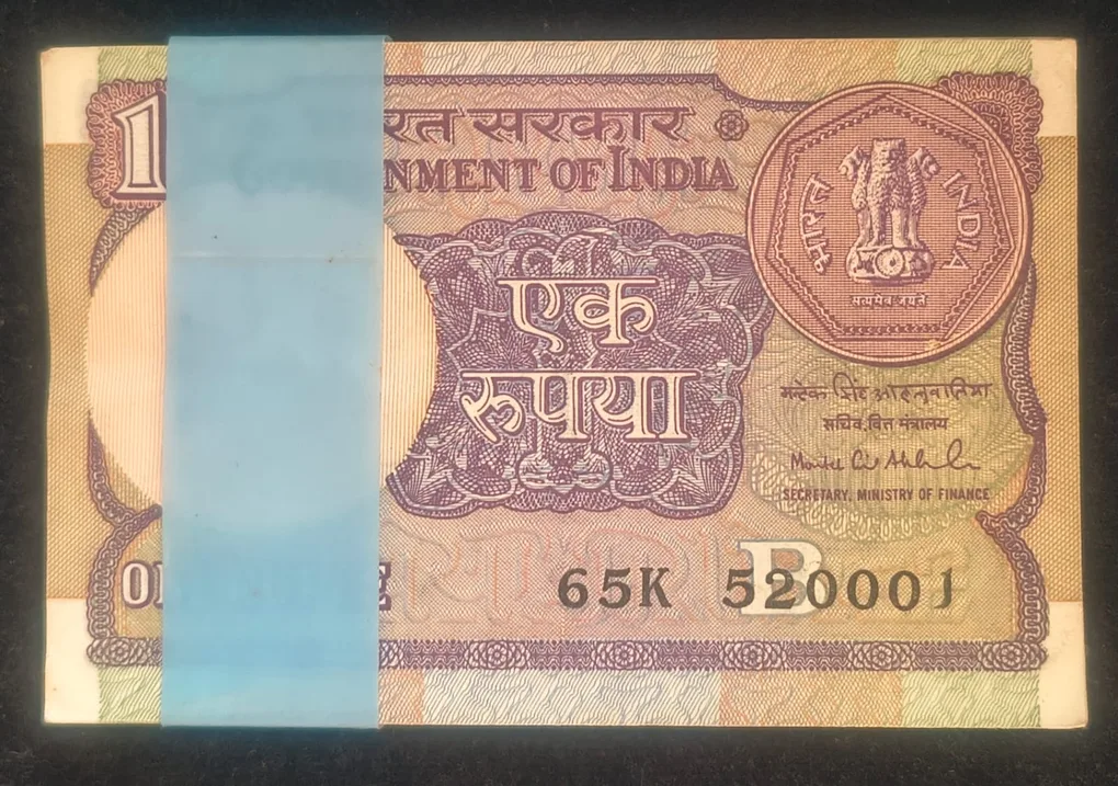 1 Rupees 1991 Governor Montek Singh Ahluwalia Rare UNC Serial Packet