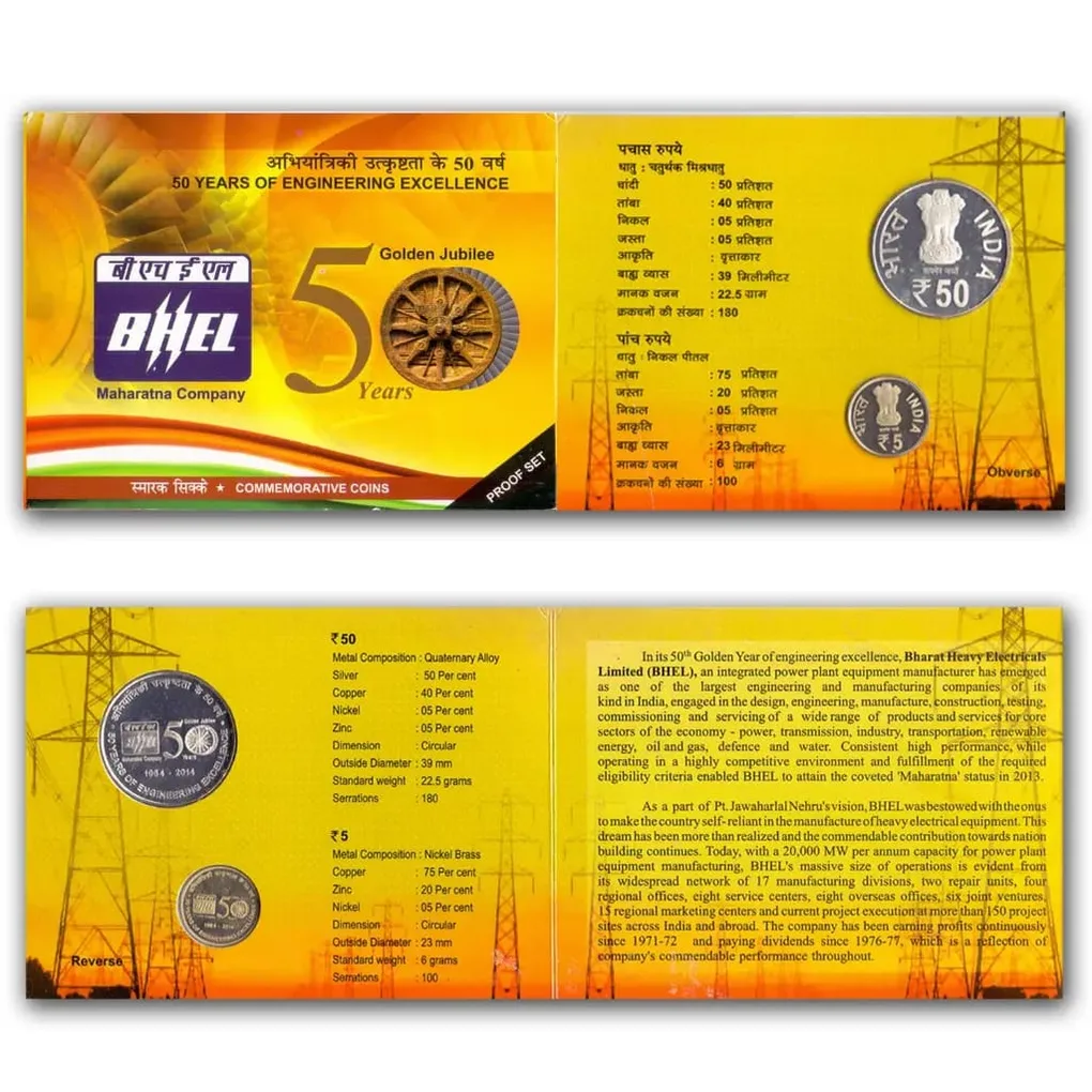 50 Years of Engineering Excellence Rare (2 Coin Set) Kolkata Mint UNC Set