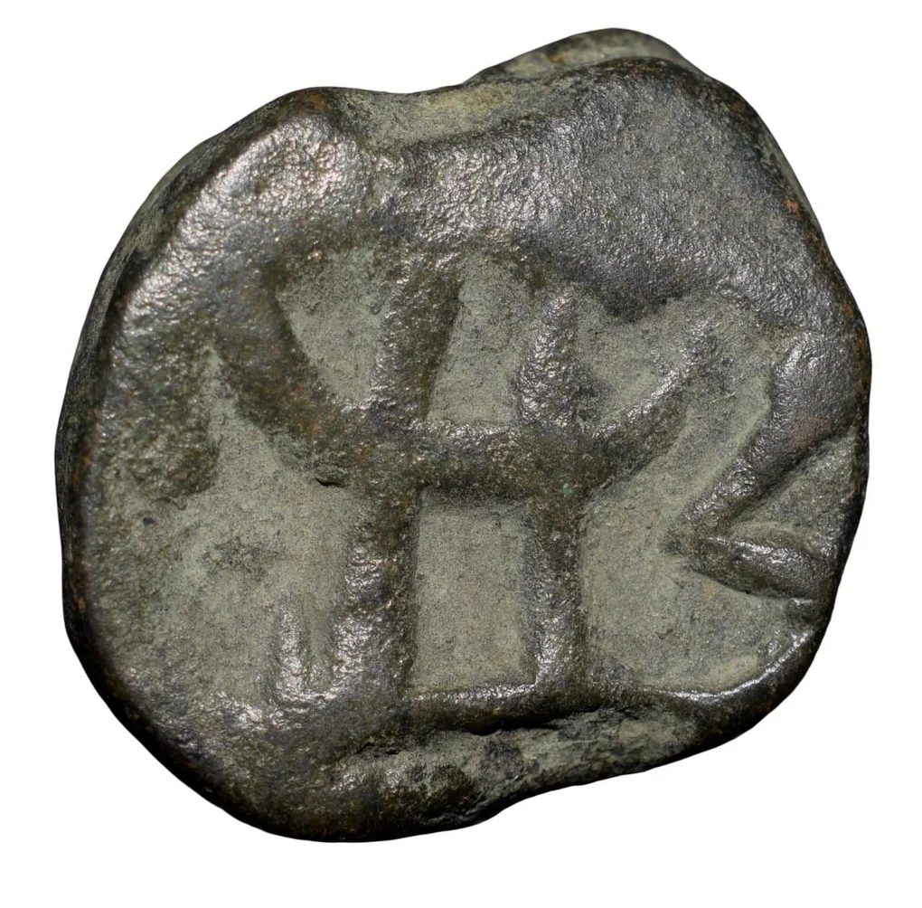 Copper Paisa of Hyderabad State INO Shah Alam II (AD 1759-1806) with Dagger/Sword Anonymous Type