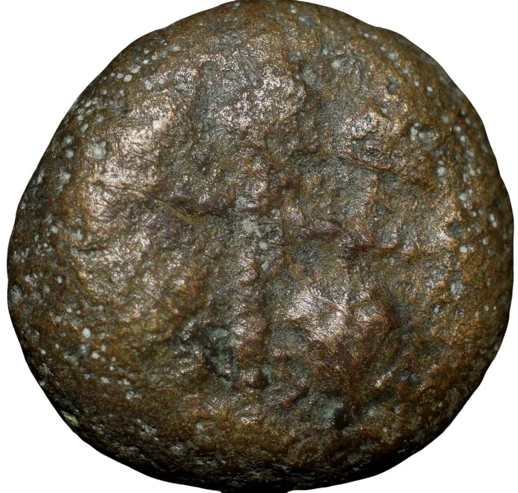 Copper Coin of Satavahan Dynasty (1st Cen. BC) from Paithan Region Elephant/Tree Type