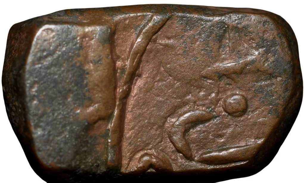 Copper Heavy Paisa of Hyderabad State (17th - 18th Cen. AD) with Double-Bladed Sword Rare