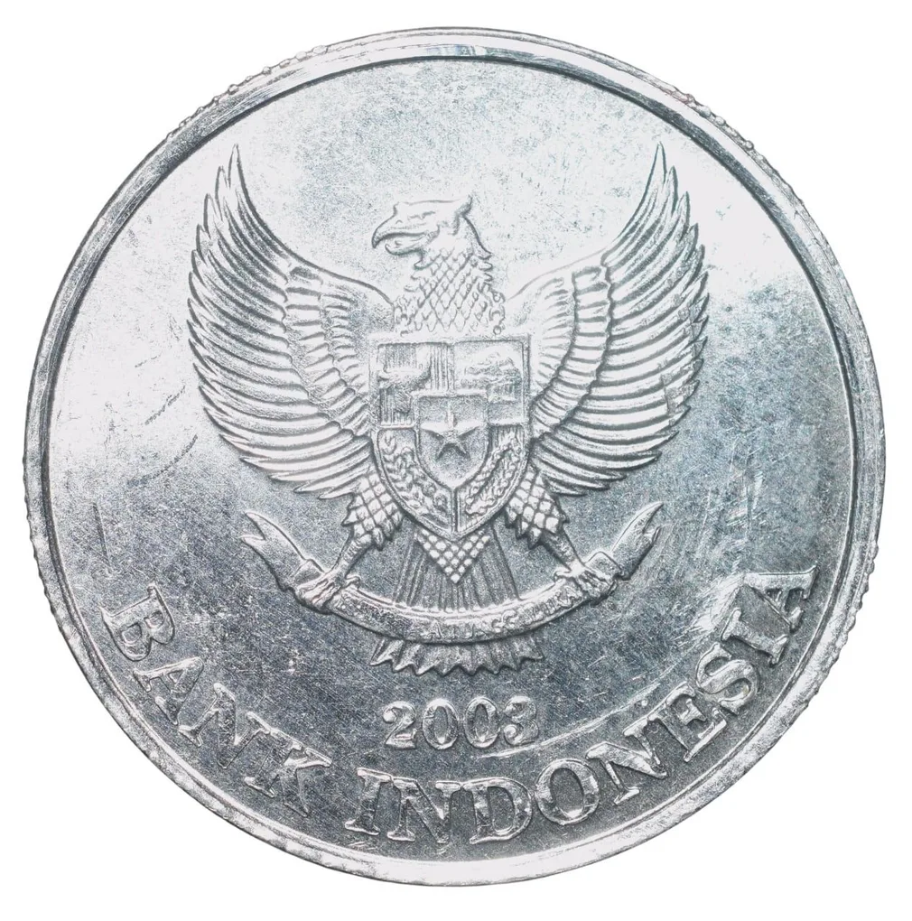 Aluminium 500 Rupiah of Indonesia (AD 2003) with Jasmine flower (Jasminum sambac), the National Flower of Indonesia