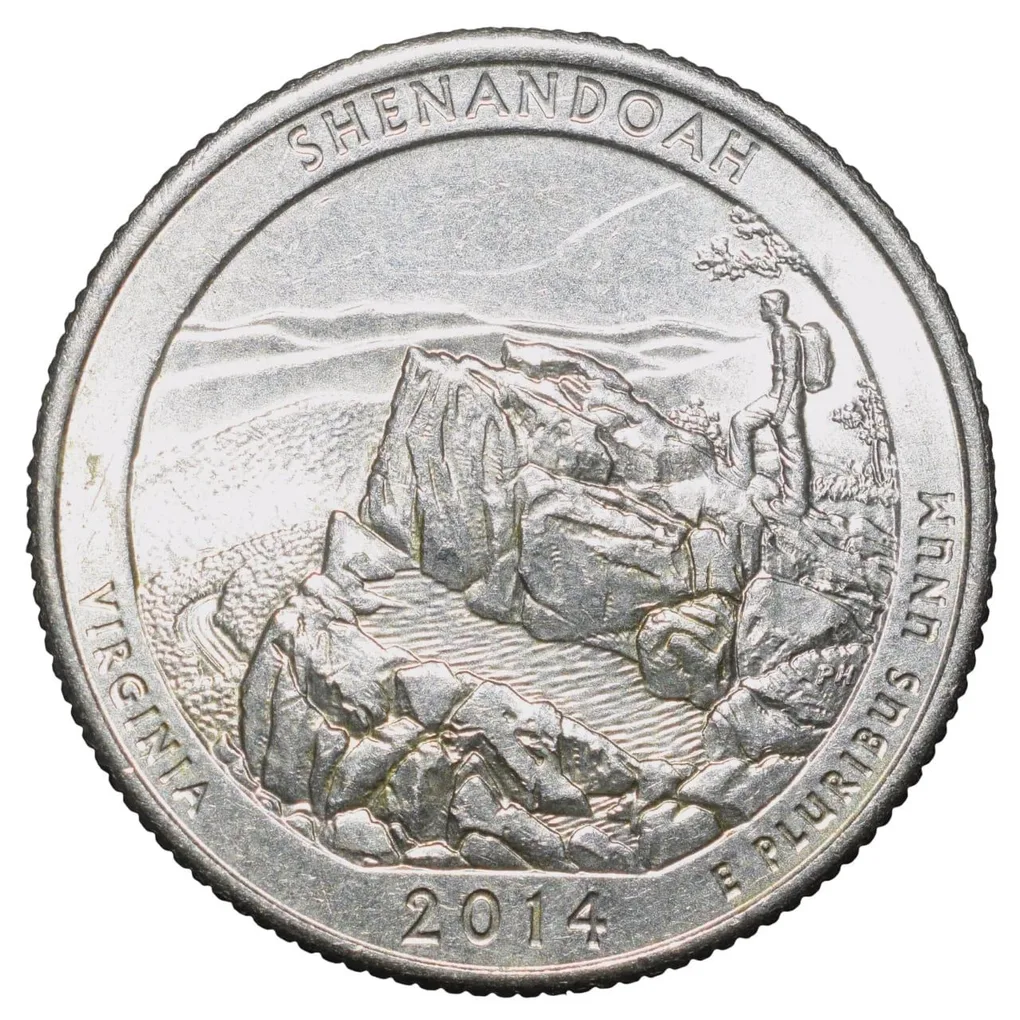 Nickel 1/4 Dollar of United States of America (AD 2014) Commemorative Issue 'Virginia - Shenandoah State'