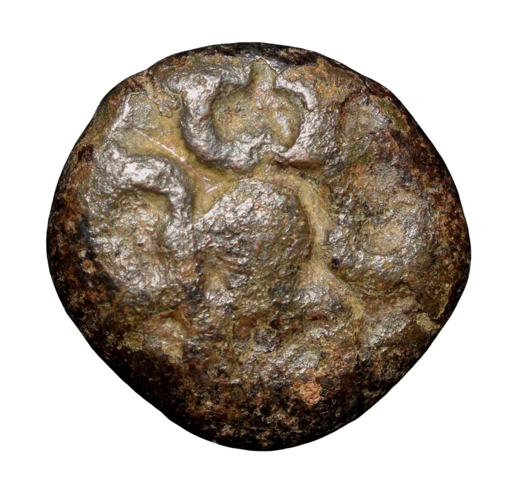 Copper Coin of Bhadra/Mitra Dynasty (2nd Cen. BC) with River Goddess 'Bena' Half Women & Half Fish Ext. Rare