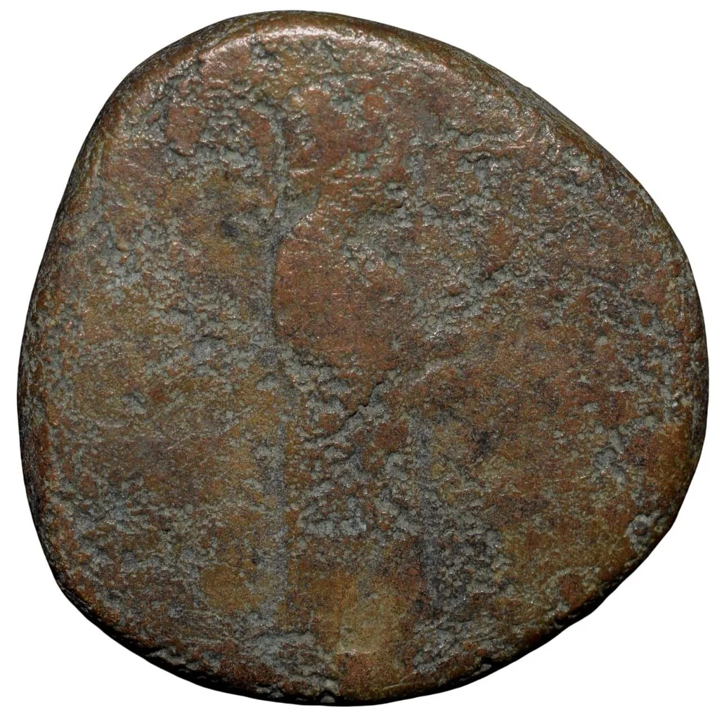 Akbar, (AD 1556-1605), Copper Dam, Mystorious Anonymous Type with illigible Legends, 19.94 Gms, Extremely Fine.