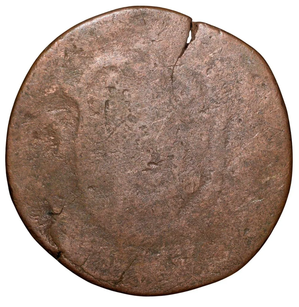 Copper Atia(1/4 Tanga) of John V (AD 1750) of Indo-Portugal KM34 Very Rare