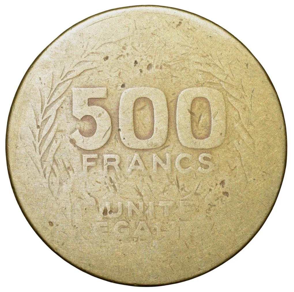 Brass 500 Francs of Djibouti (AD 1989) with Coat of Arms of Djibouti