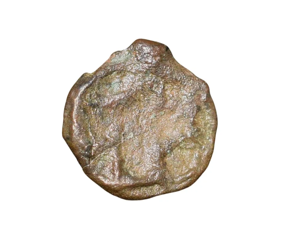 Fractional Cast Copper Kakani of Sunga Kingdom from MP Region (2nd Cen. BC) with Both sides Hollow Cross