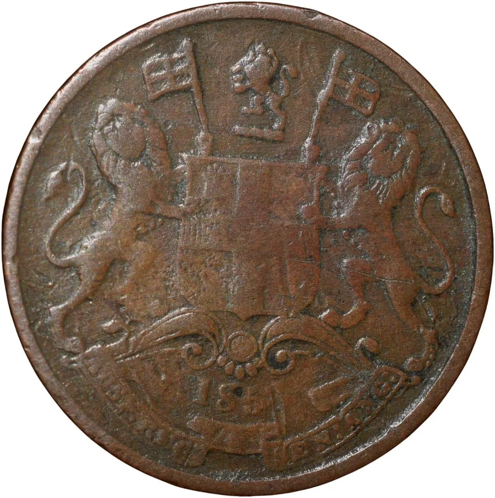 Copper 1/2 Pice of East India Company (AD 1853) of Calcutta Mint