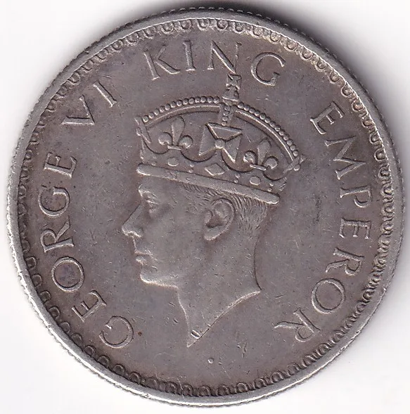1939 Mature Head George VI Half Rupee Edge Damage Silver Rare Coin