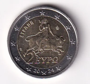 Greece 2 Euros (2nd map) 2024 Bimetallic Coin #D-165