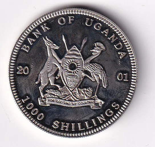 Uganda 1000 Shillings 2001 (Cape buffalo) Beautiful Coloured Commemorative Coin #D-203
