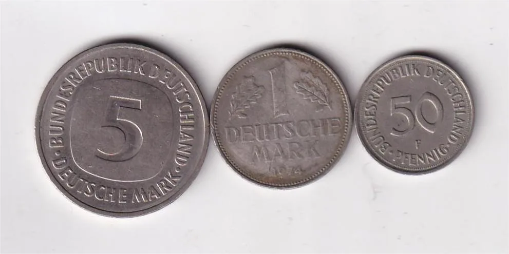 Germany 3 Coin (5,1,1/2 Deutsche Mark) Rare Coin Set #D-221
