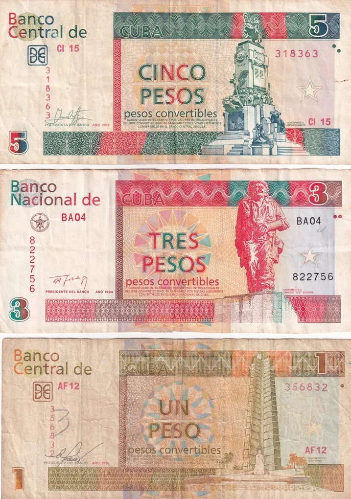 CUBA All Different Denomination Rare (3 Note Set)