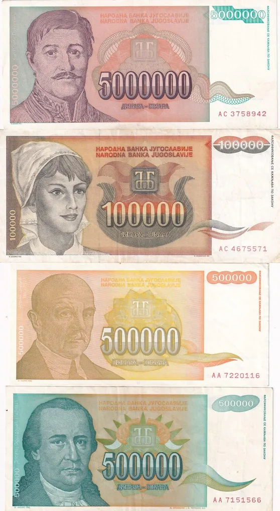 Yugosalavia All Different Denomination Rare (41 Note Set)