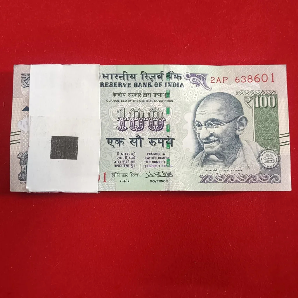 100 Rs Rare Full Bundle Governor Urjit Patel Doubling No 638638 Year 2016 638601