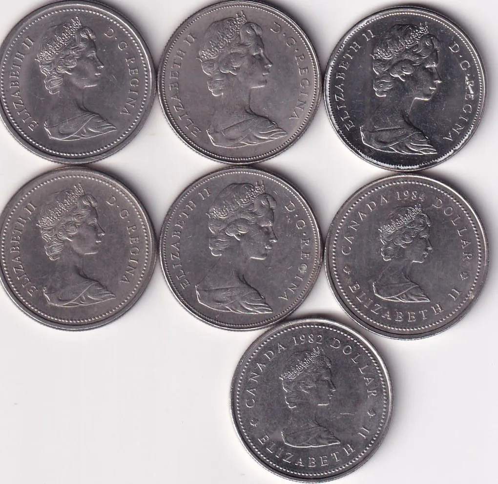 Canda 1 Dollar All Different Commemorative Rare UNC (7 Coin Set)