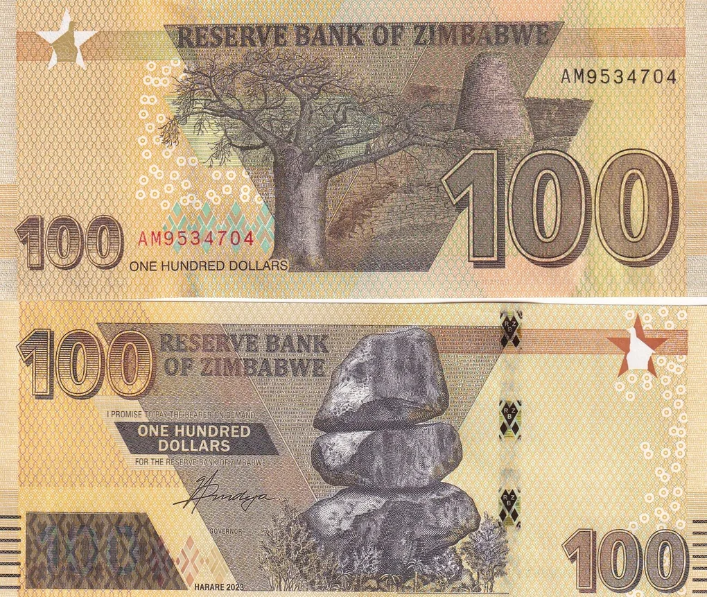 Zimbabwe 100 Dollar GEM UNC Rare Note