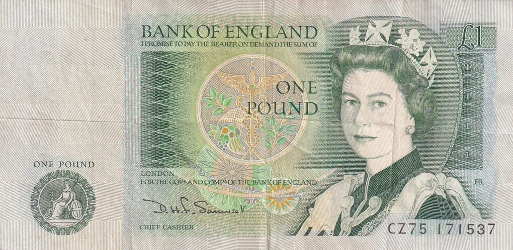 United Kingdom (England) 1 Pound (Elizabeth II Sir Isaac Newton 1642-1727) Rare Note #B-2