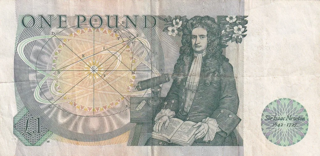 United Kingdom (England) 1 Pound (Elizabeth II Sir Isaac Newton 1642-1727) Rare Note #B-2