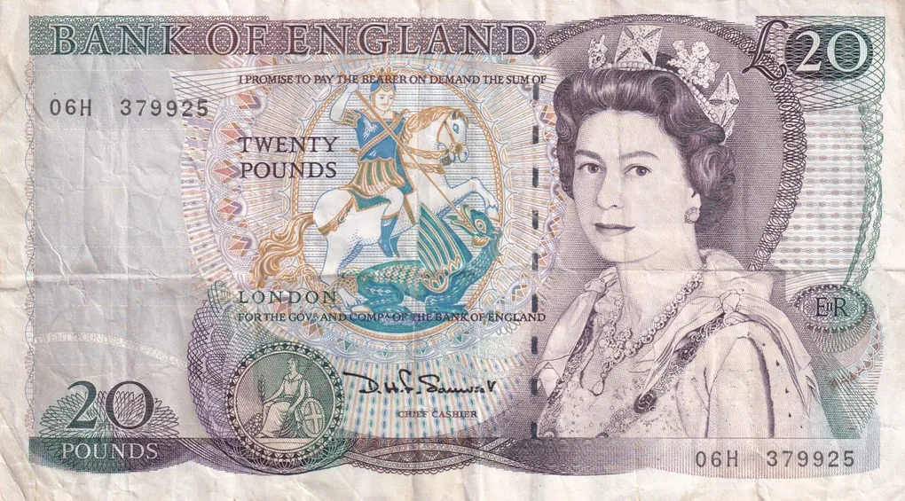 England 20 Pounds Elizabeth II (William Shakespeare 1564-1616) Rare Note #B-2