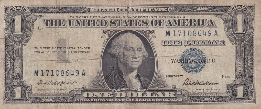 United States 1 Dollar (1957) Silver Certificate, Blue Seal Rare World Note #B2