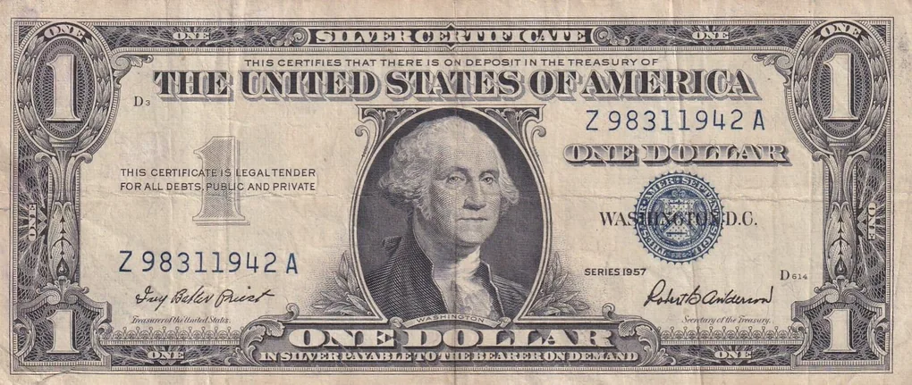 United States 1 Dollar (1957) Silver Certificate, Blue Seal Rare World Note #B2