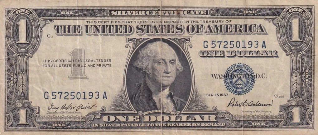 United States 1 Dollar (1957) Silver Certificate, Blue Seal Rare World Note #B2