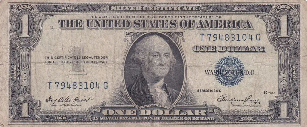United States 1 Dollar (1935) Silver Certificate, Blue Seal Rare World Note #B2