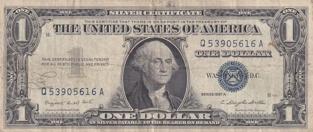 United States 1 Dollar (1957) Silver Certificate, Blue Seal Rare World Note #B2