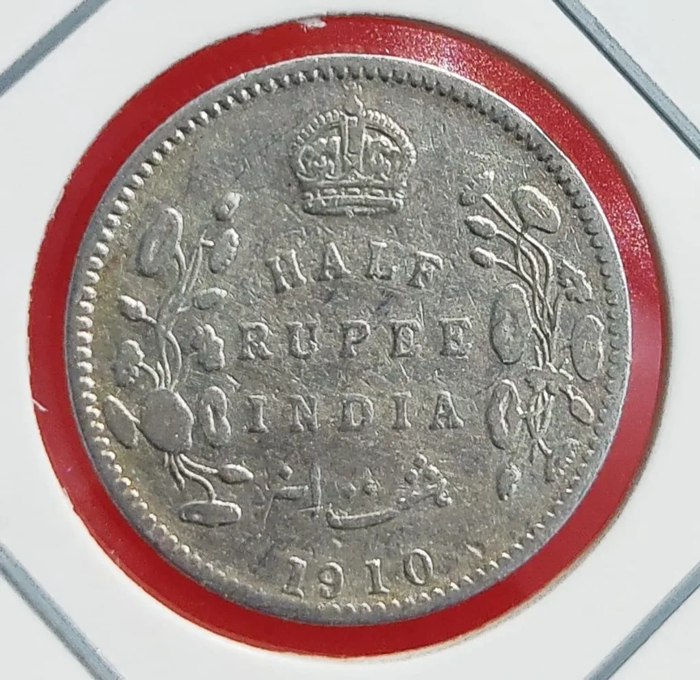 Half Rupee Silver Coin Edward VII 1910